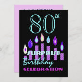 第80 -第89驚きの誕生日のパーティの招待状 招待状 (正面/裏面)