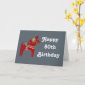 第80 Dalaの馬が付いているバースデー・カード カード (黄色い花)