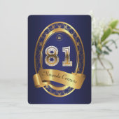 第81の誕生会の女性の人、エレガントな色 招待状 (スタンド正面)