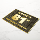 第81回誕生日パーティーはっきりした:木目フェイク模様 箔招待状 (回転した状態)