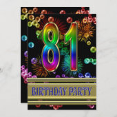 第81回誕生日パーティー招待（バブル付き） 招待状 (正面/裏面)