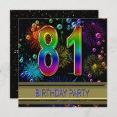 第81回誕生日パーティー招待(バブル付き) 招待状 (正面/裏面)