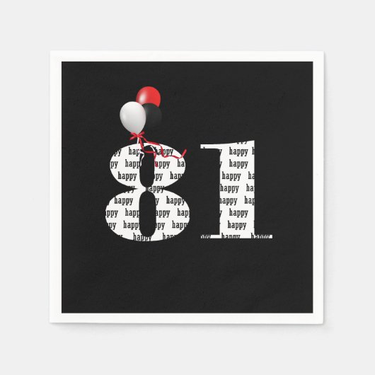 第81回誕生日パーティー風船 スタンダードカクテルナプキン (正面)