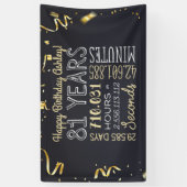 第81誕生日バナー- 81年(時間)のシック金ゴールド 横断幕 (縦)