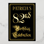 第82回バースデーパーティーファンシー – 脚本と名前をカスタムする 箔招待状 (正面)