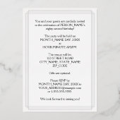 第82回バースデーパーティーファンシー – 脚本と名前をカスタムする 箔招待状 (裏面)