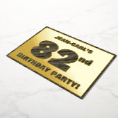 第82回バースデーパーティー – はっきりした、ウッドグフェイクレイン文字 箔招待状 (回転した状態)