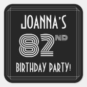 第82回バースデーパーティー：アールデコスタイルと名前をカスタムする スクエアシール (正面)