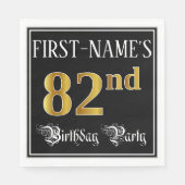 第82回バースデーパーティー – ファンシースクリプト、フェイク金ゴールドルック スタンダードランチョンナプキン (正面)