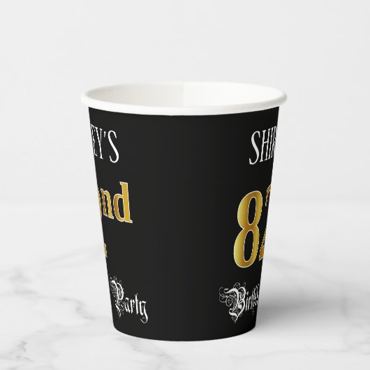 第82回バースデーパーティー – ファンシースクリプト、フェイク金ゴールドルック 紙コップ (左)