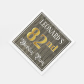 第82回バースデーパーティー – フェイク金ゴールド&ウッドフェイクルックス スタンダードランチョンナプキン (角)