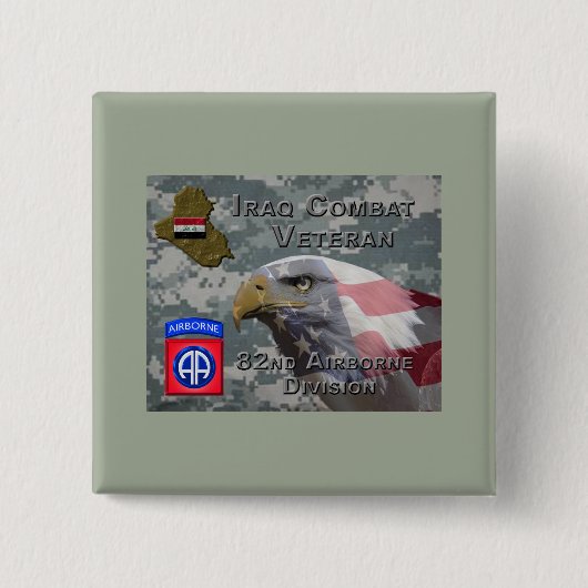第82回空挺師団イラク戦闘退役軍人 缶バッジ (正面)