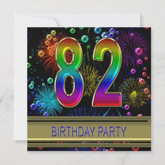 第82回誕生日パーティー招待(バブル付き) 招待状 (正面)