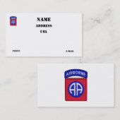 第82回ABN空挺師団の退役軍人パッチ 名刺 (正面/裏面)