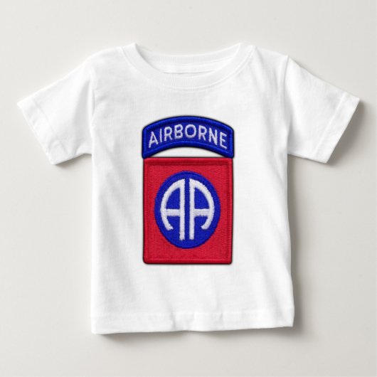 第82回ABN航空機搭載用ディビジョンベルトLRRP ベビーTシャツ (正面)