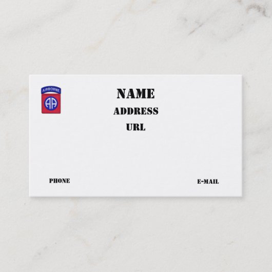 第82回ABN DIV空中部門ベットパッチ 名刺 (正面)