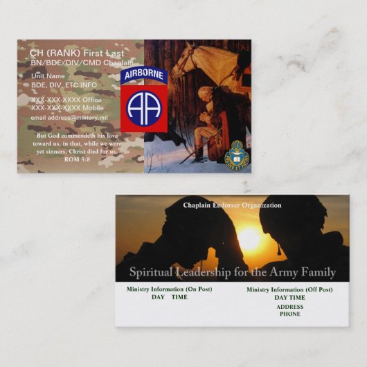 第82広告の牧師の名刺 名刺 (正面/裏面)