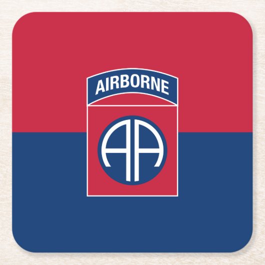 第82期空挺師団軍隊退役軍人 スクエアペーパーコースター (正面)