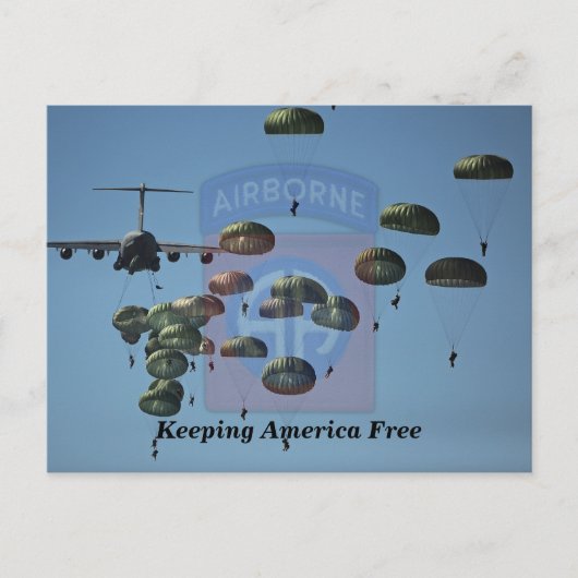 第82機上空砦ブラッグ退役軍人ベットパッチ ポストカード (正面)