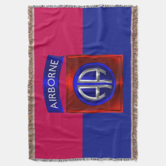 第82機上部門のカスタム金属のようなパッチ スローブランケット (正面縦)