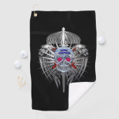 第82空中銀製スカル金素晴らし属翼 ゴルフタオル (インサイチュ)