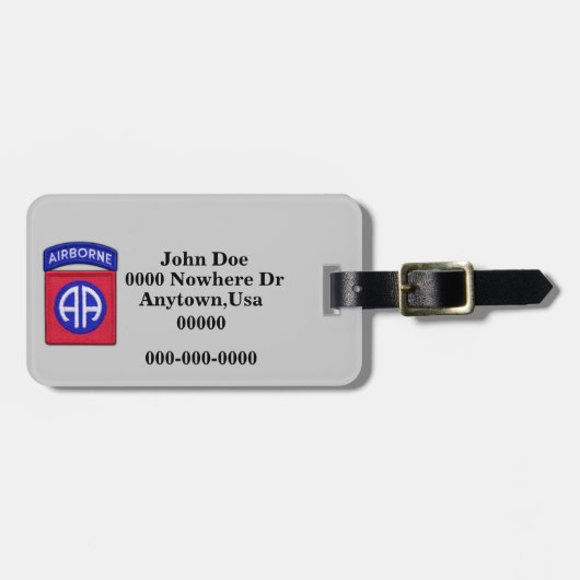 第82空挺師団パッチの荷物のラベル ラゲッジタグ (正面横)