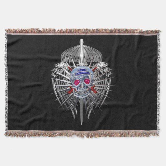 第82空挺師団素晴らしスカルデザイン スローブランケット (正面)