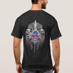 第82空挺銀スカル金属翼 Tシャツ
