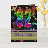 第82虹の泡および花火との誕生日 カード (黄色い花)