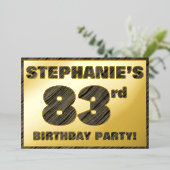 第83回バースデーパーティはっきりした— Wood Grainフェイク文字 箔招待状 (立ち正面)