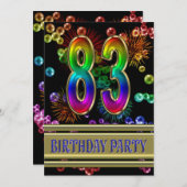 第83回バースデーパーティー招待（バブル付き） 招待状 (正面/裏面)