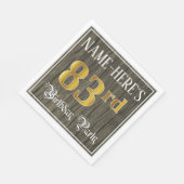 第83回バースデーパーティー – フェイク金ゴールド&ウッドフェイク・ルックス スタンダードランチョンナプキン (角)