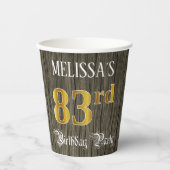 第83回バースデーパーティー – フェイク金ゴールド&ウッドフェイク・ルックス 紙コップ (正面)
