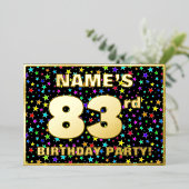 第83回誕生日パーティー – Stars カラフル Pattern 箔招待状 (立ち正面)