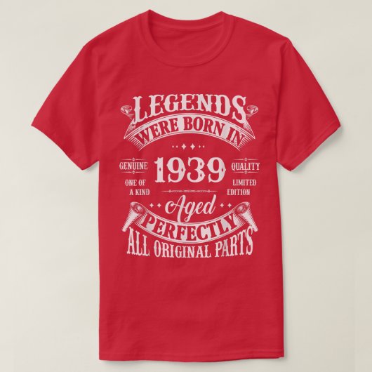 第83誕生日Tヴィンテージ生まれ凡例1939年83年 Tシャツ (デザイン正面)