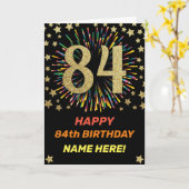 第84回花火大誕生日レインボーカラフル金ゴールド カード (黄色い花)