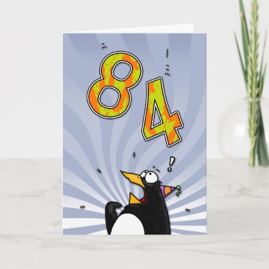 第84誕生日-ペンギンの驚きカード カード (正面)