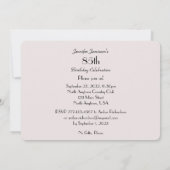 第85回誕生日パーティーエレガントピンク淡い色のローズフローラ 招待状 (裏面)