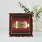 第85回誕生日パーティー |レッドメタリック&金ゴールド 招待状 (スタンド正面)