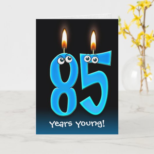 第85誕生日ろうそく目玉 カード (黄色い花)