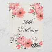 第85誕生日シックウォーターカラーフラワーズ 招待状 (正面/裏面)