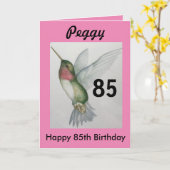 第85誕生日スイートハかわいらしミングバード カード (黄色い花)