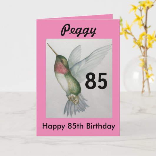 第85誕生日スイートハかわいらしミングバード カード (黄色い花)