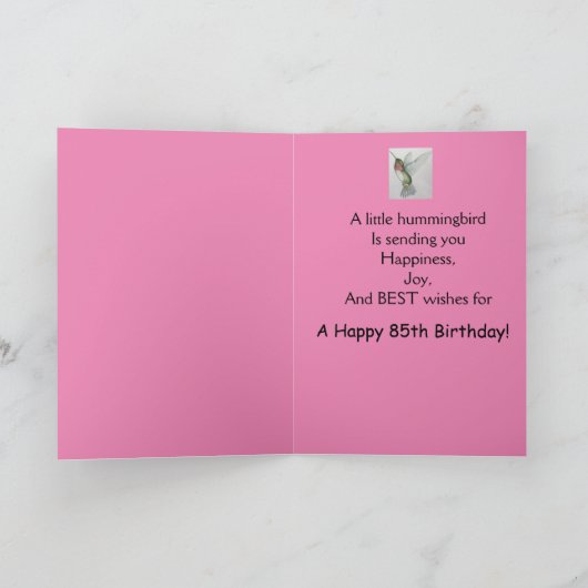 第85誕生日ハエレガントミングバードグリーティングカード カード (内部)
