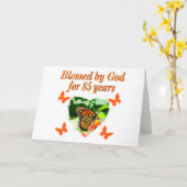 第85誕生日バイ賛美ゴッドバタフライデザイン カード (黄色い花)