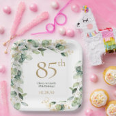 第85誕生日ユーカリ ペーパープレート (パーティー)