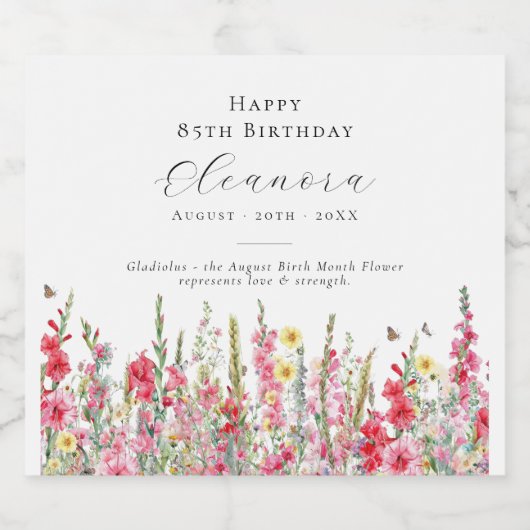 第85誕生日威厳がある誕生花用品 スパークリングワインラベル (シングルラベル)