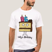 第86蝋燭が付いているお誕生日ケーキ Tシャツ (正面)