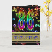 第86誕生日に虹の泡と花火 カード (黄色い花)