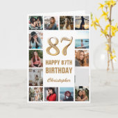 第87回ハッピーバースデー金ゴールドとホワイトフォトコラージュ カード (黄色い花)
